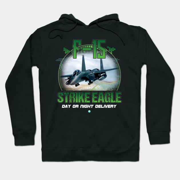 F15 Strike Eagle Airforce Pilot Gift Modern Warbird Day or Night Delivery Hoodie by woormle